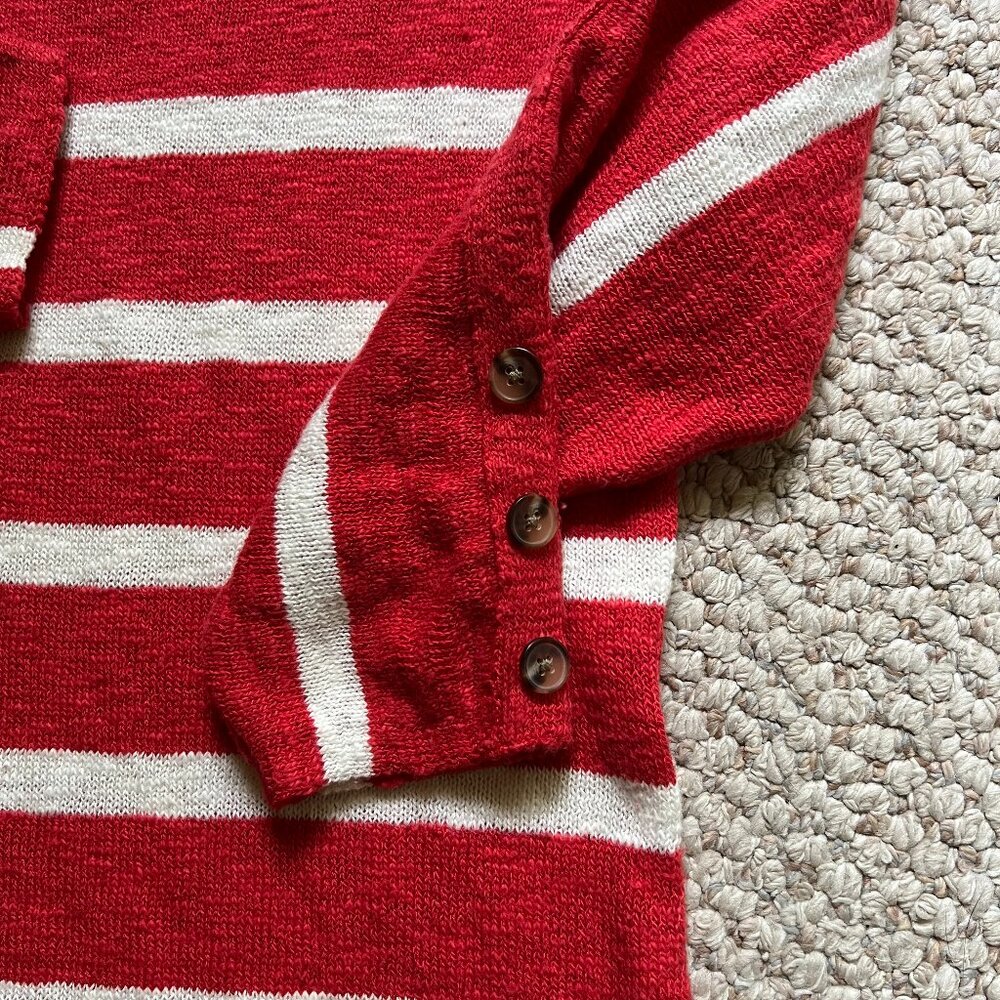 Talbots - Button Cuff Stripe Slub Pullover -- Exc… - image 7